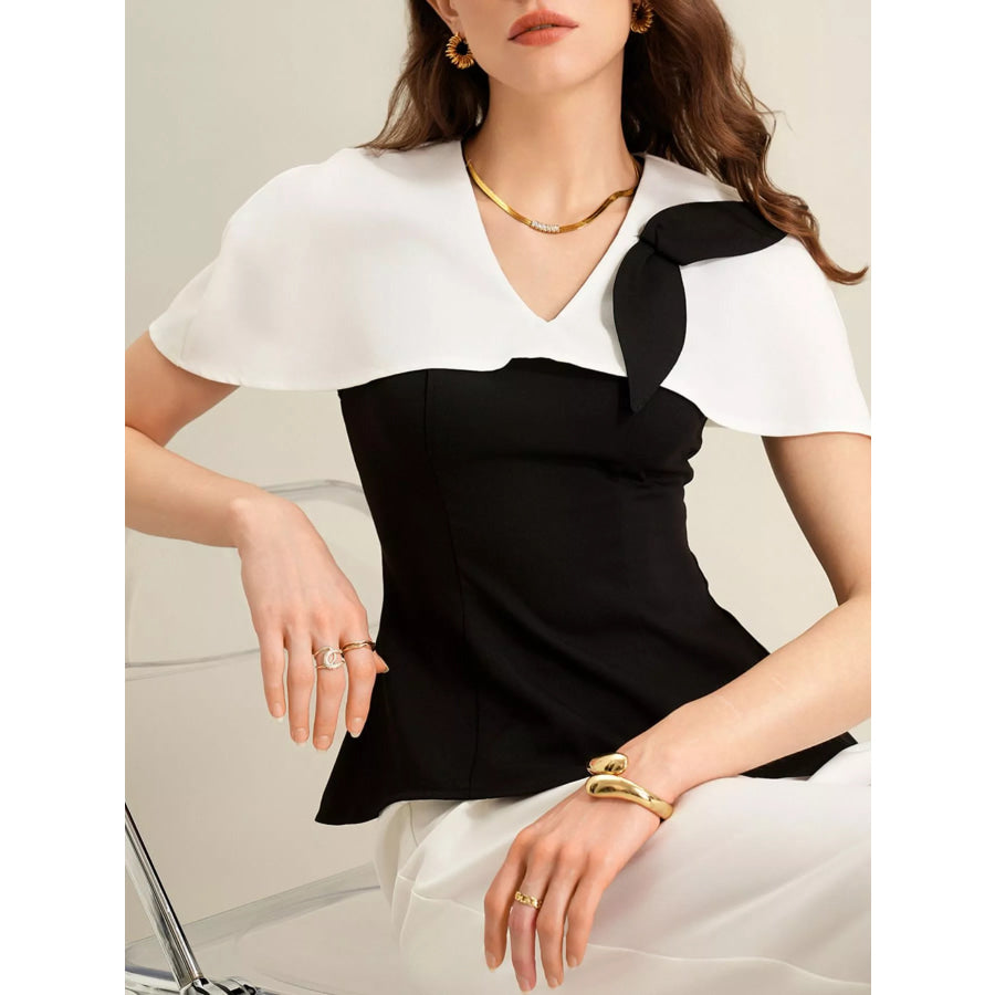 Peplum Top with Wide-Leg Pants Set Apparel and Accessories