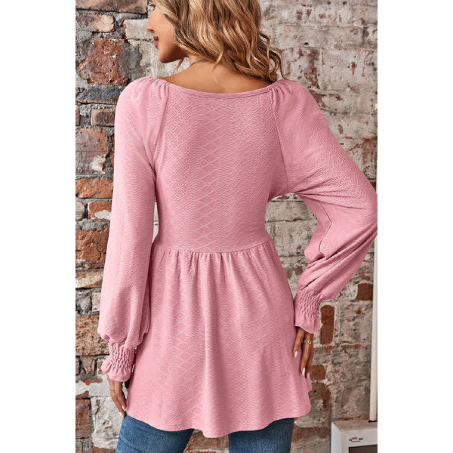 Peplum V - Neck Long Sleeve Blouse Apparel and Accessories