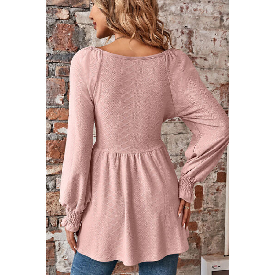 Peplum V - Neck Long Sleeve Blouse Apparel and Accessories