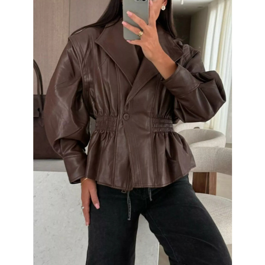 Peplum Waist Leather Jacket Apparel and Accessories