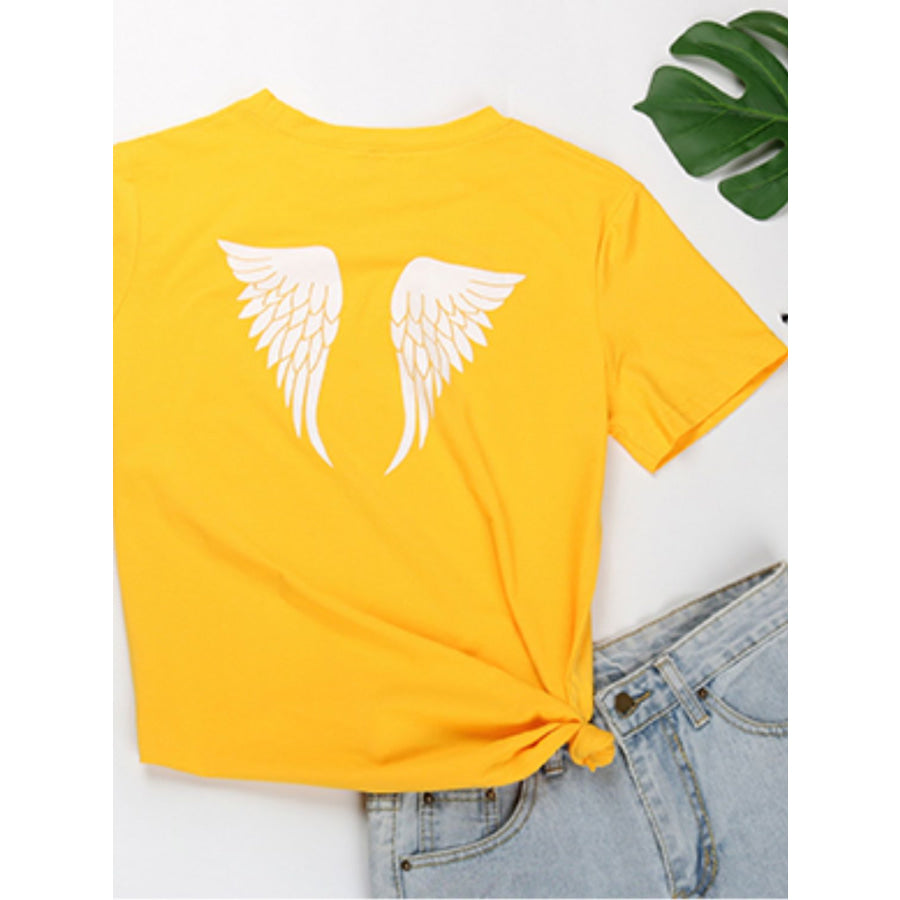 Perfee ANGEL Round Neck Short Sleeve T-Shirt Apparel and Accessories