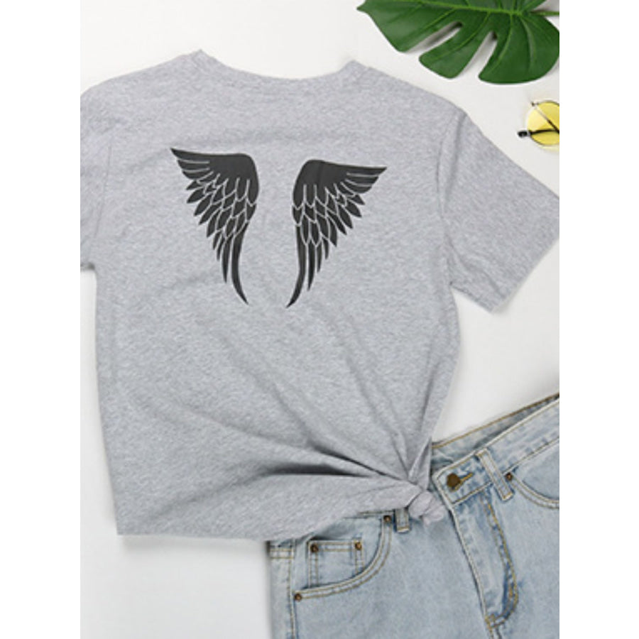 Perfee ANGEL Round Neck Short Sleeve T-Shirt Apparel and Accessories