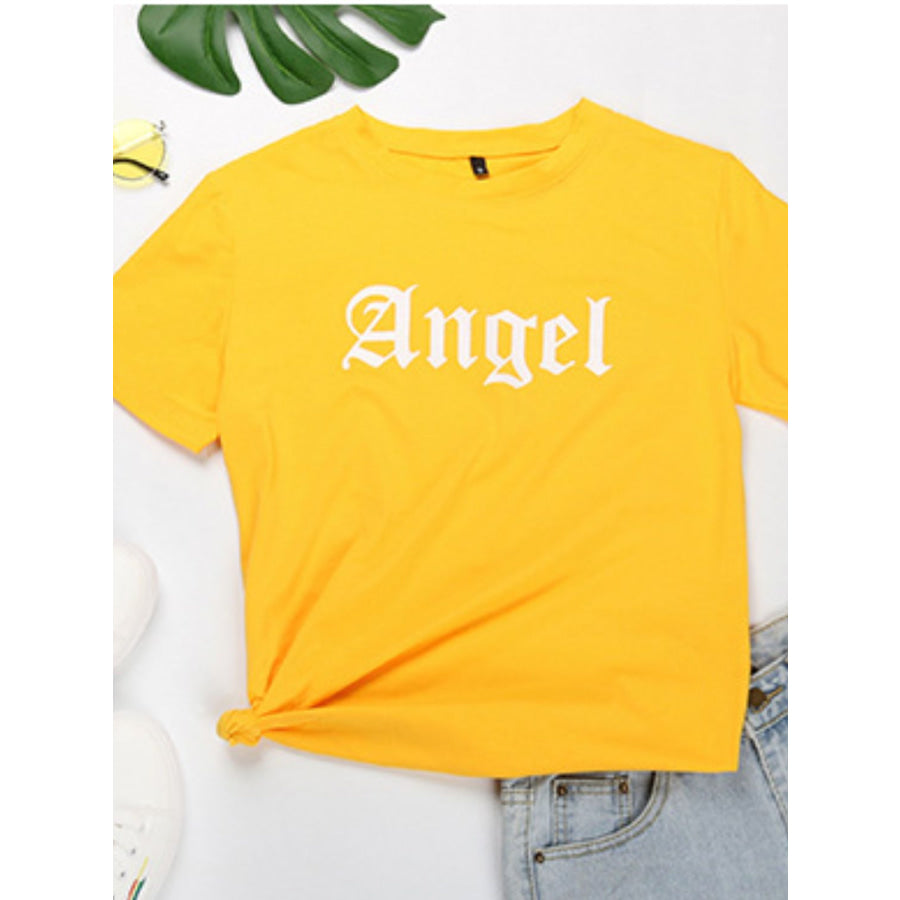 Perfee ANGEL Round Neck Short Sleeve T-Shirt Apparel and Accessories