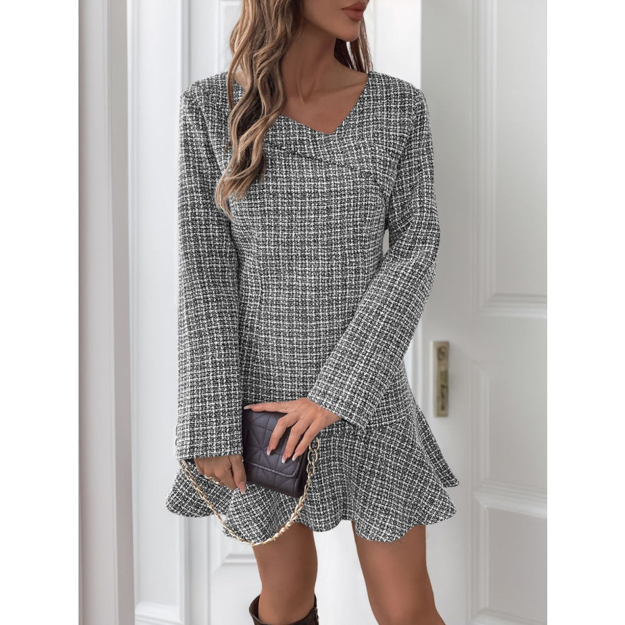 Perfee Asymmetric Long Sleeve Mini Dress Apparel and Accessories