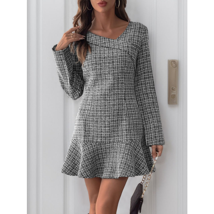 Perfee Asymmetric Long Sleeve Mini Dress Apparel and Accessories