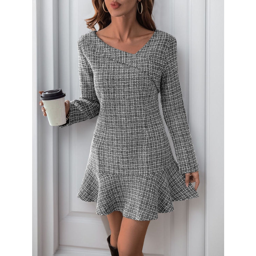 Perfee Asymmetric Long Sleeve Mini Dress Apparel and Accessories