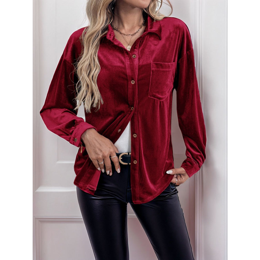 Perfee Button Up Long Sleeve Shirt Apparel and Accessories