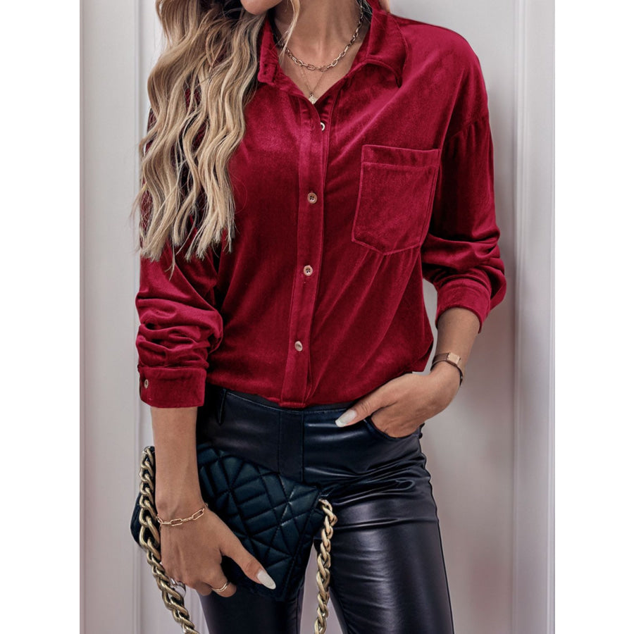 Perfee Button Up Long Sleeve Shirt Apparel and Accessories