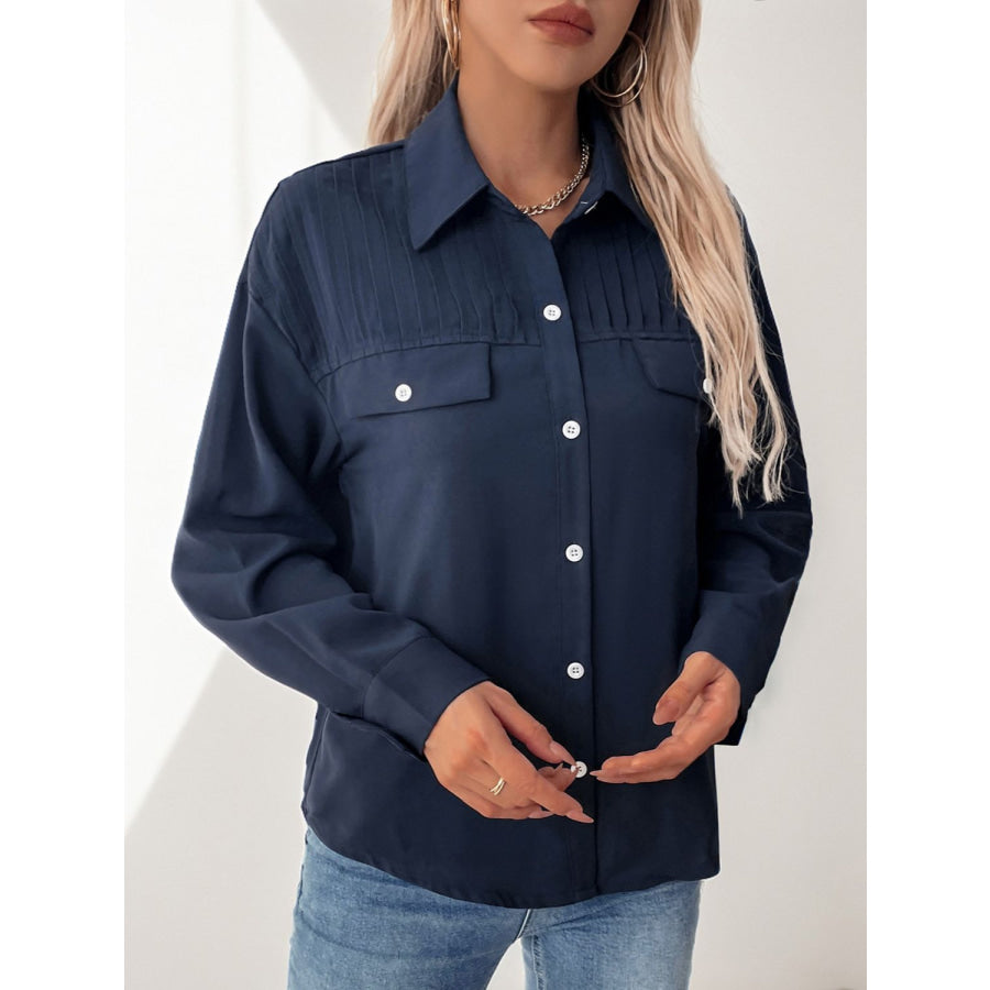 Perfee Buttoned Down Long Sleeve Shirt Apparel and Accessories