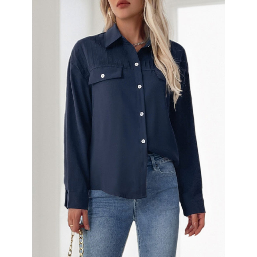 Perfee Buttoned Down Long Sleeve Shirt Apparel and Accessories