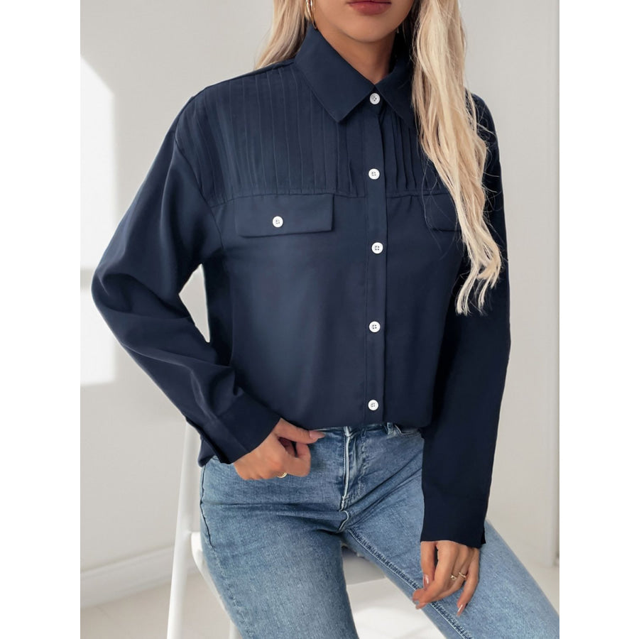 Perfee Buttoned Down Long Sleeve Shirt Apparel and Accessories