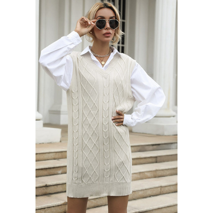 Perfee Cable Knit Vest Dress Apparel and Accessories