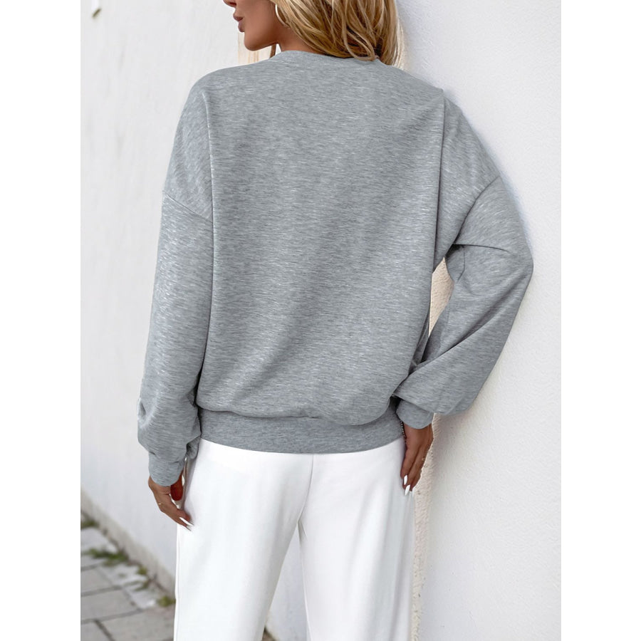 Perfee Cutout Pearl Round Neck Long Sleeve Sweatshirt Apparel and Accessories