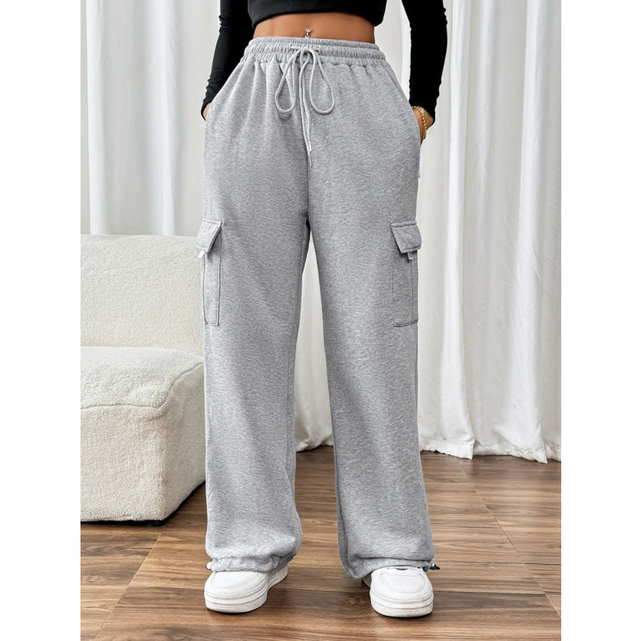 Perfee Drawstring Elastic Waist Joggers with Pockets Apparel and Accessories