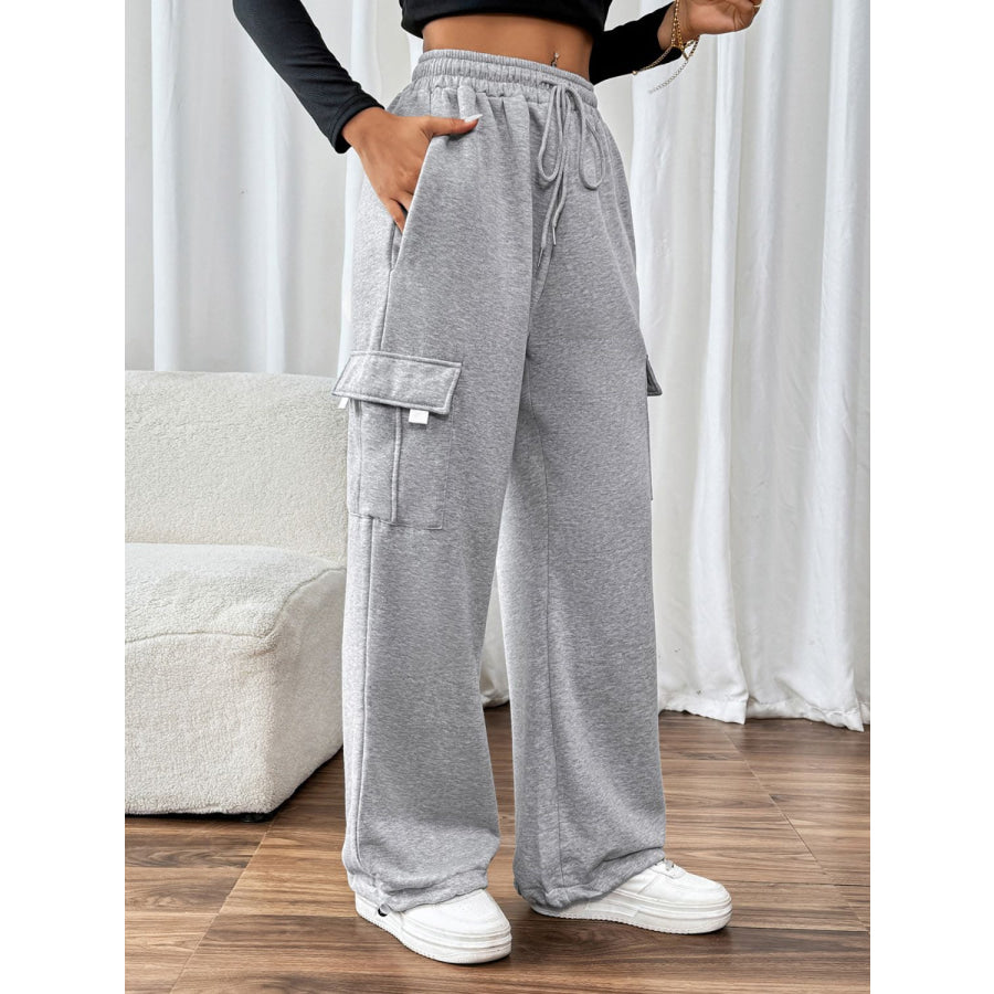 Perfee Drawstring Elastic Waist Joggers with Pockets Apparel and Accessories