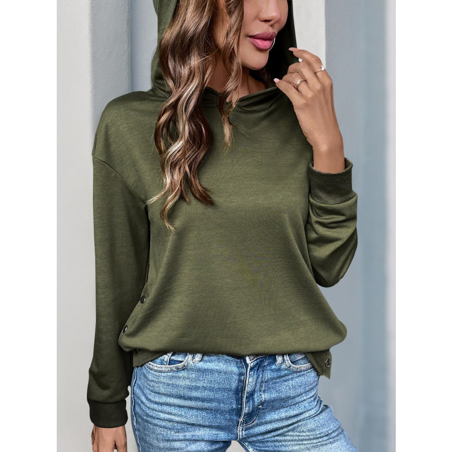 Perfee Dropped Shoulder Long Sleeve Hoodie Apparel and Accessories