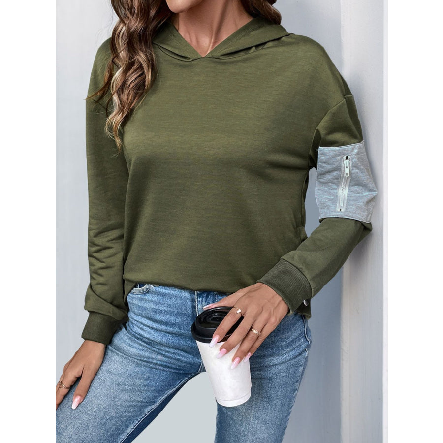 Perfee Dropped Shoulder Long Sleeve Hoodie Apparel and Accessories