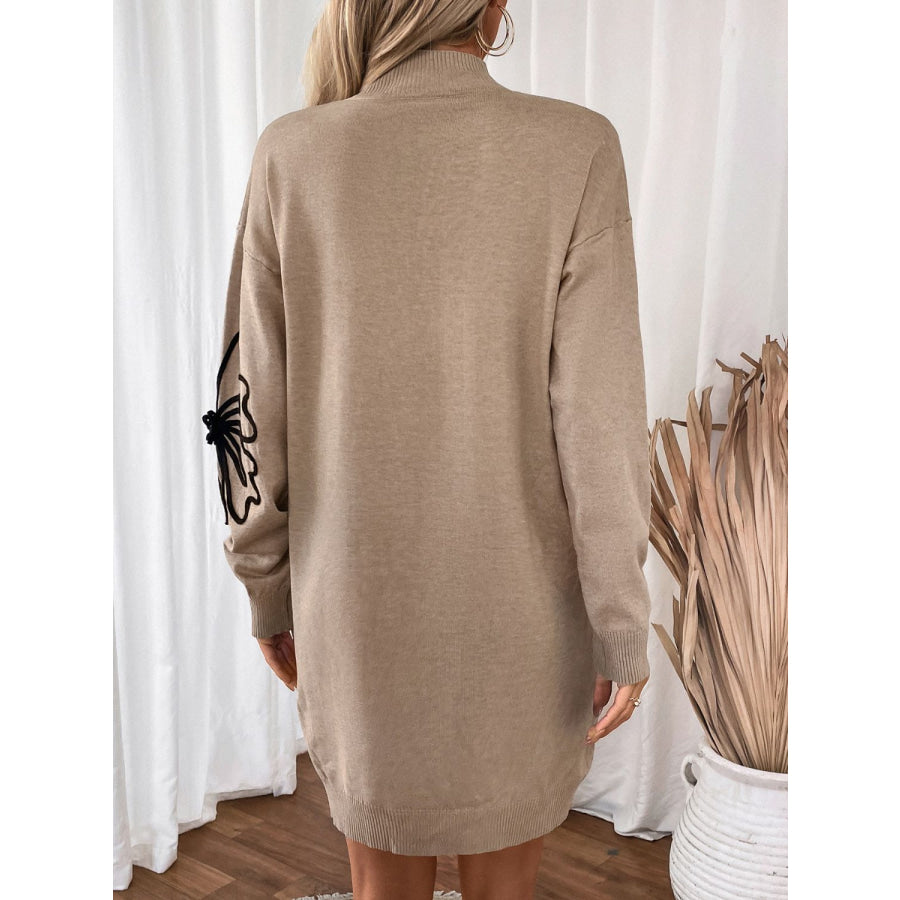 Perfee Flower Mock Neck Long Sleeve Sweater Dress Apparel and Accessories