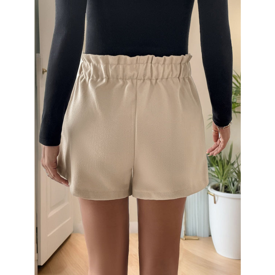 Perfee Frill Drawstring Shorts with Pockets Apparel and Accessories