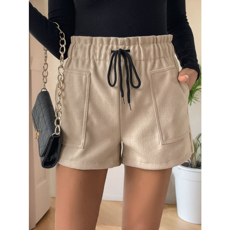 Perfee Frill Drawstring Shorts with Pockets Apparel and Accessories