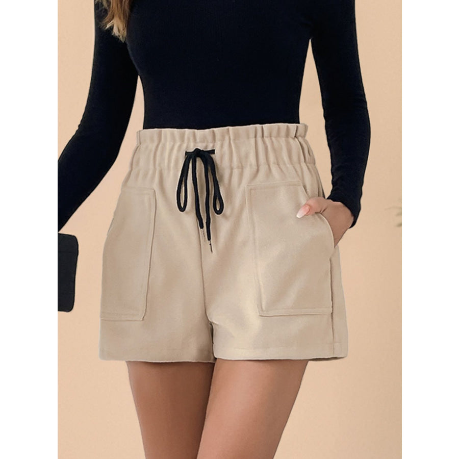 Perfee Frill Drawstring Shorts with Pockets Apparel and Accessories