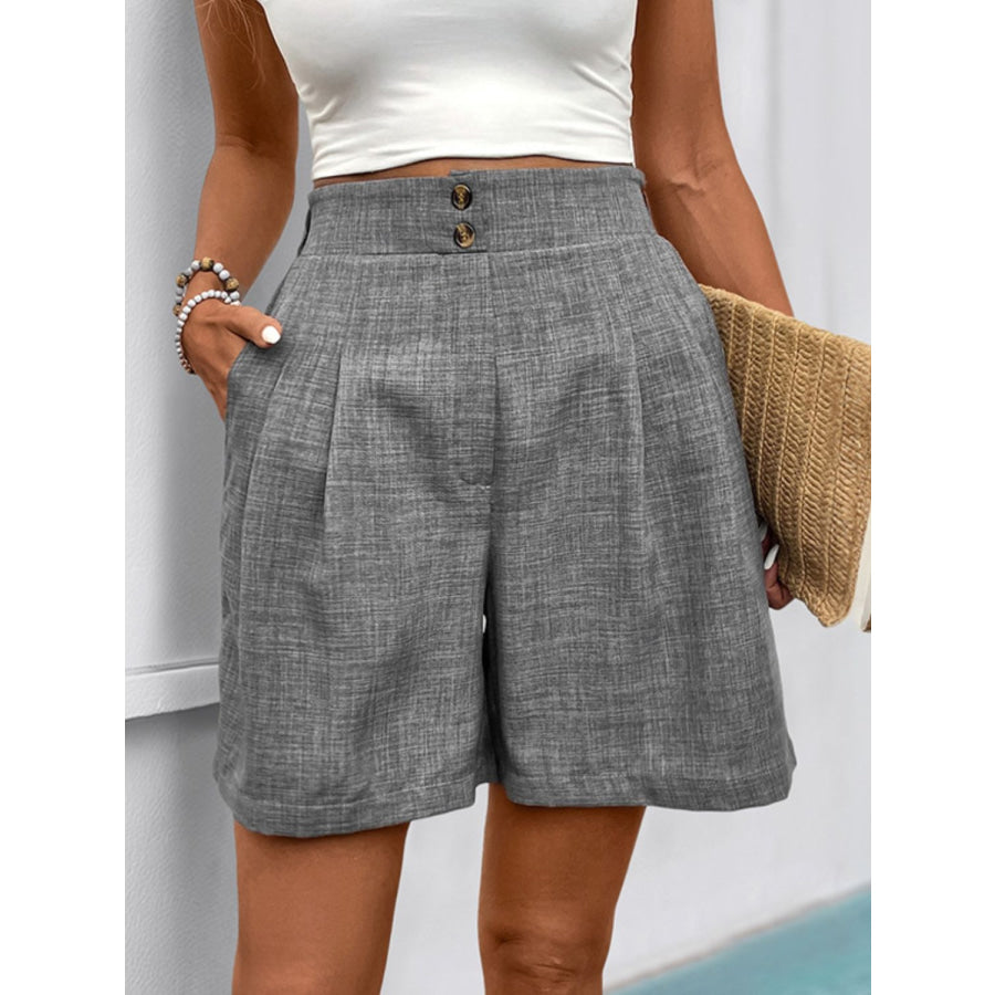 Perfee Frill Shorts with Pockets Gray / S Apparel and Accessories