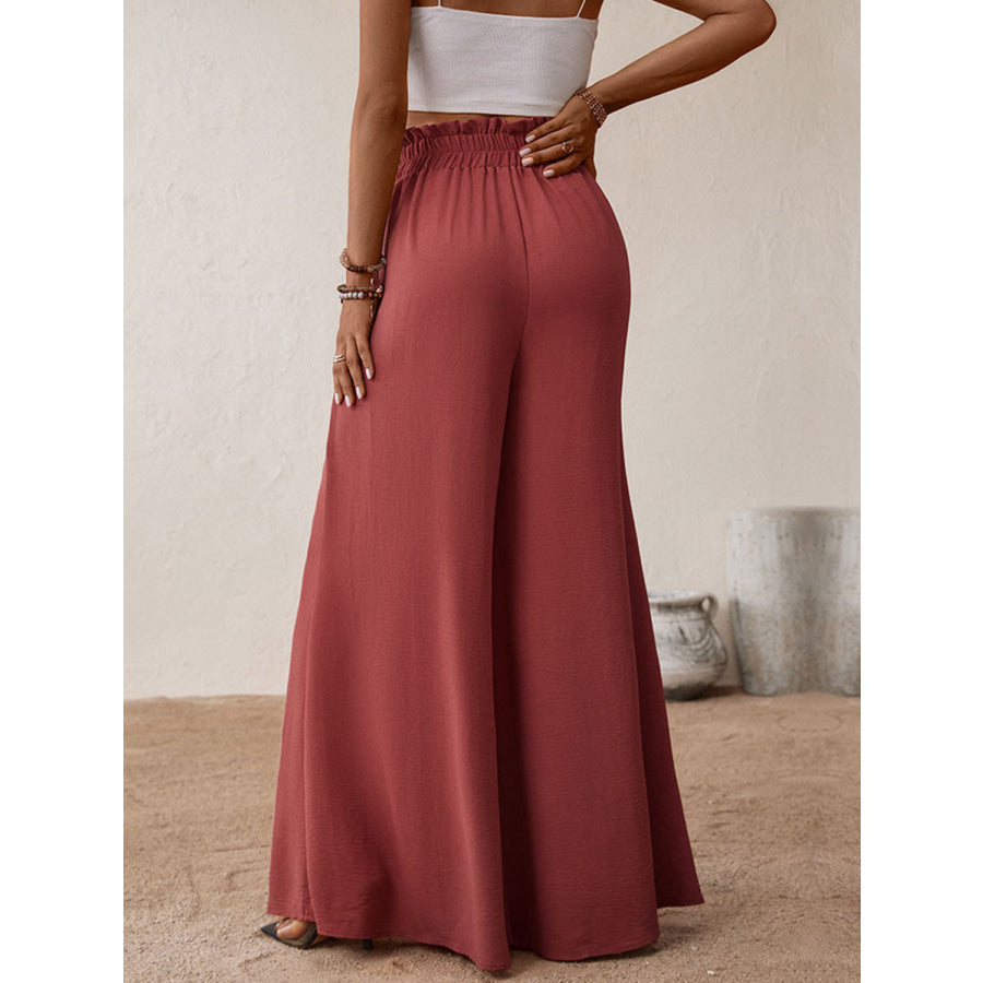 Perfee Frill Tied Wide Leg Pants Apparel and Accessories