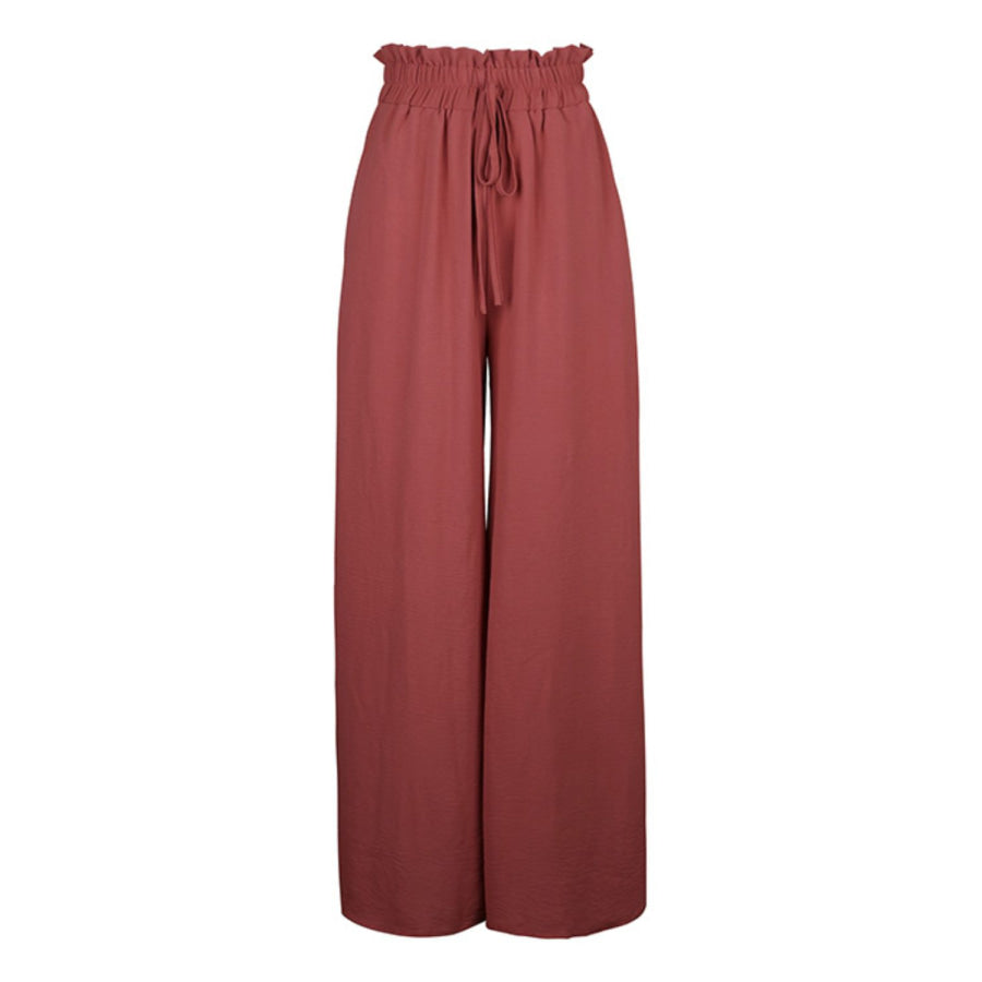 Perfee Frill Tied Wide Leg Pants Apparel and Accessories