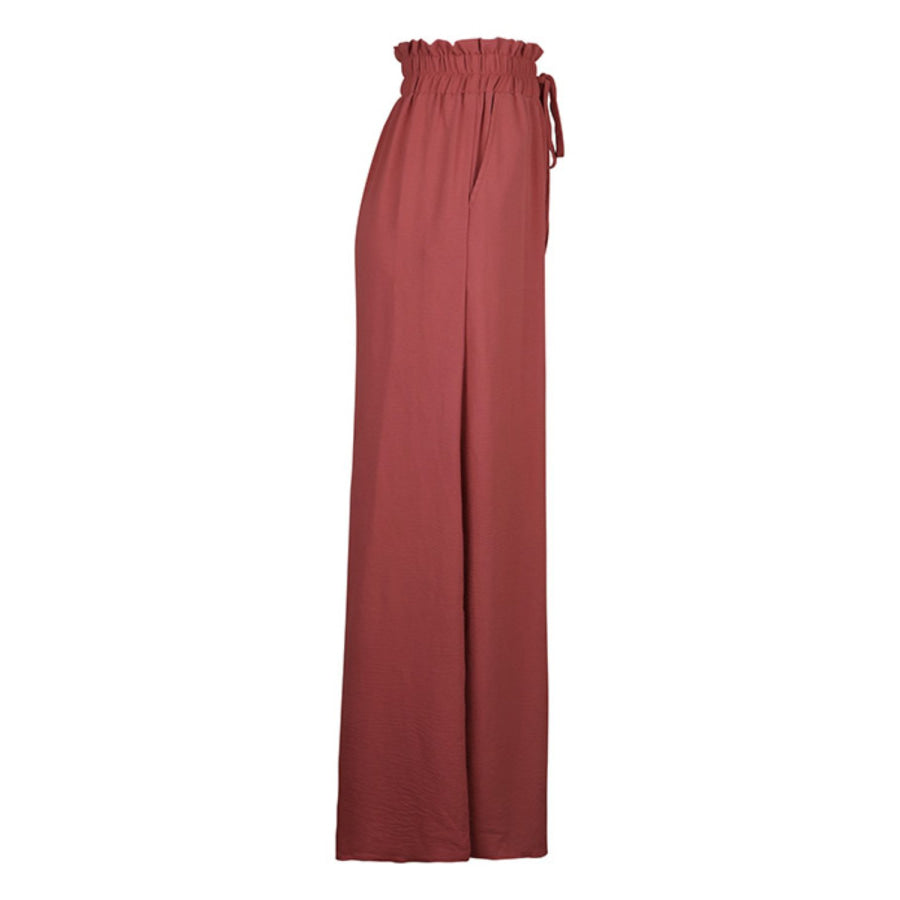 Perfee Frill Tied Wide Leg Pants Apparel and Accessories