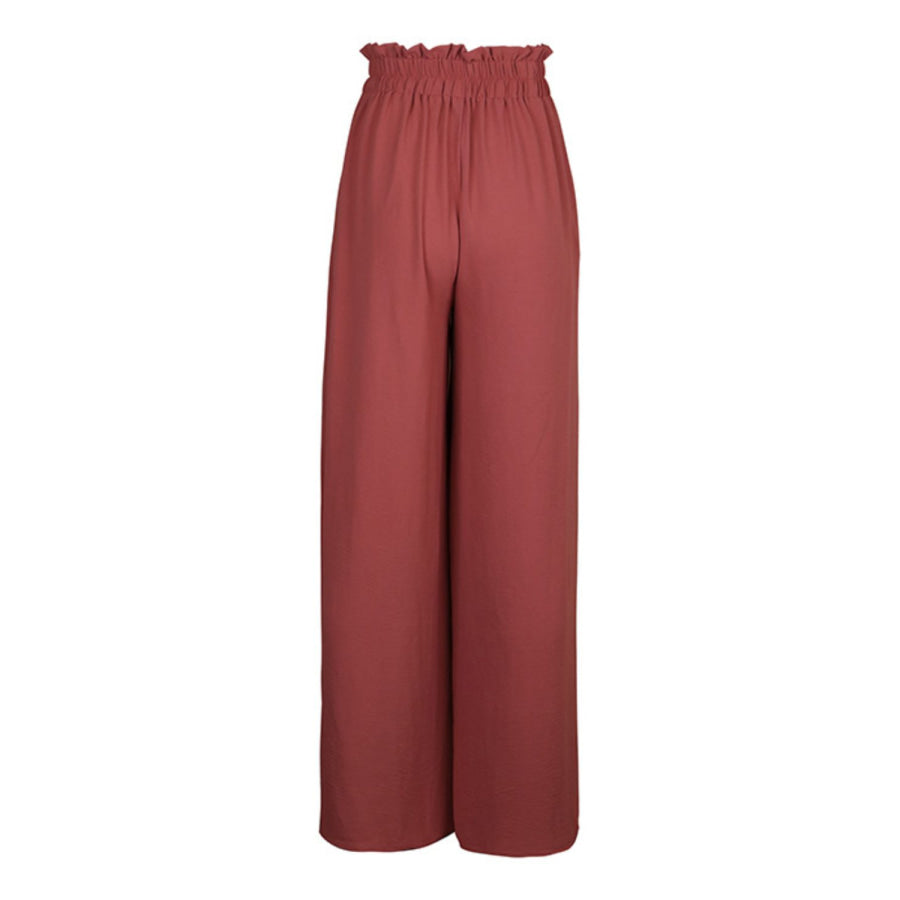 Perfee Frill Tied Wide Leg Pants Apparel and Accessories