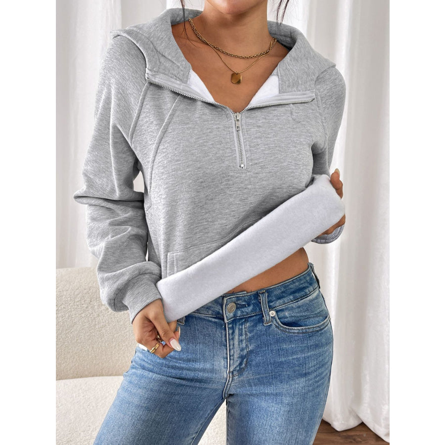 Perfee Half Zip Long Sleeve Hoodie Apparel and Accessories