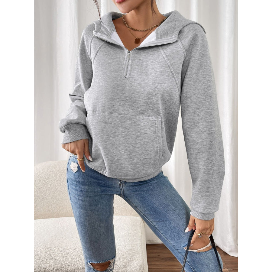 Perfee Half Zip Long Sleeve Hoodie Apparel and Accessories