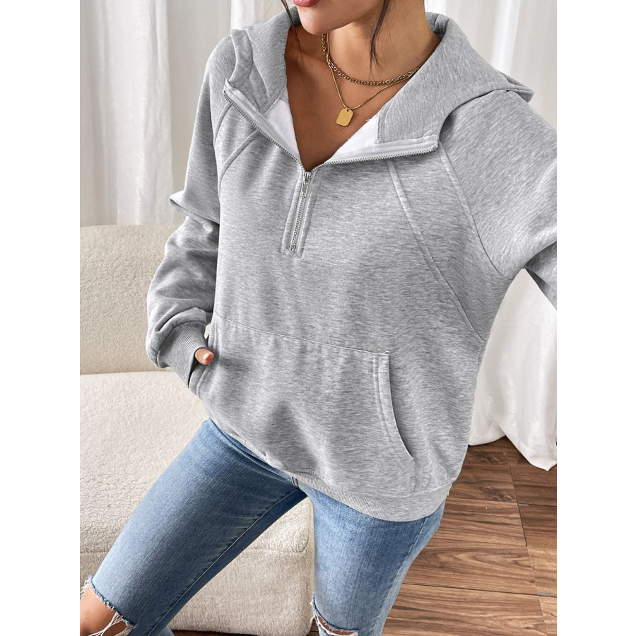 Perfee Half Zip Long Sleeve Hoodie Apparel and Accessories