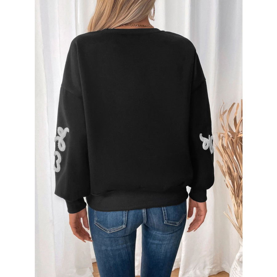 Perfee Heart Round Neck Long Sleeve Sweater Apparel and Accessories