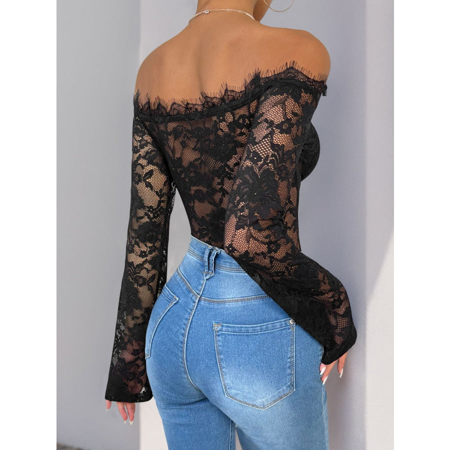 Perfee Lace Off-Shoulder Long Sleeve Bodysuit Apparel and Accessories