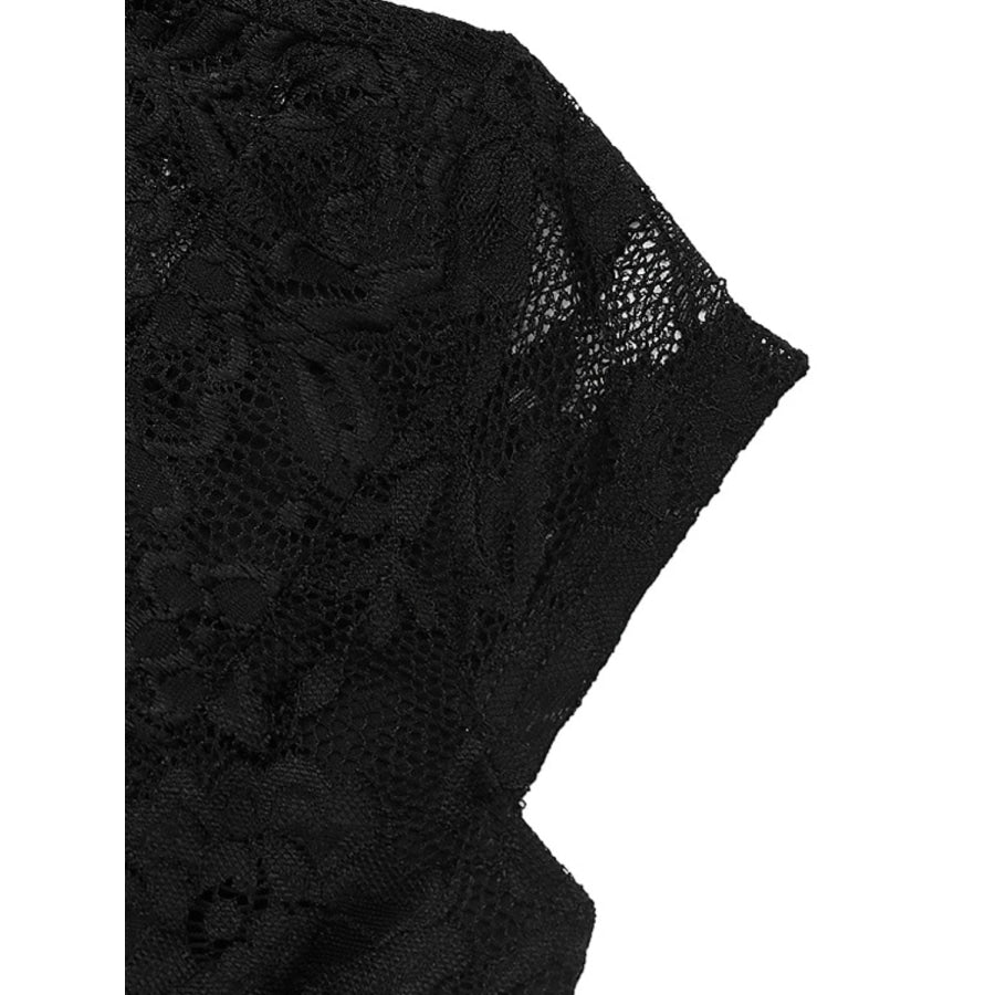 Perfee Lace V-Neck Cap Sleeve Bodysuit Apparel and Accessories