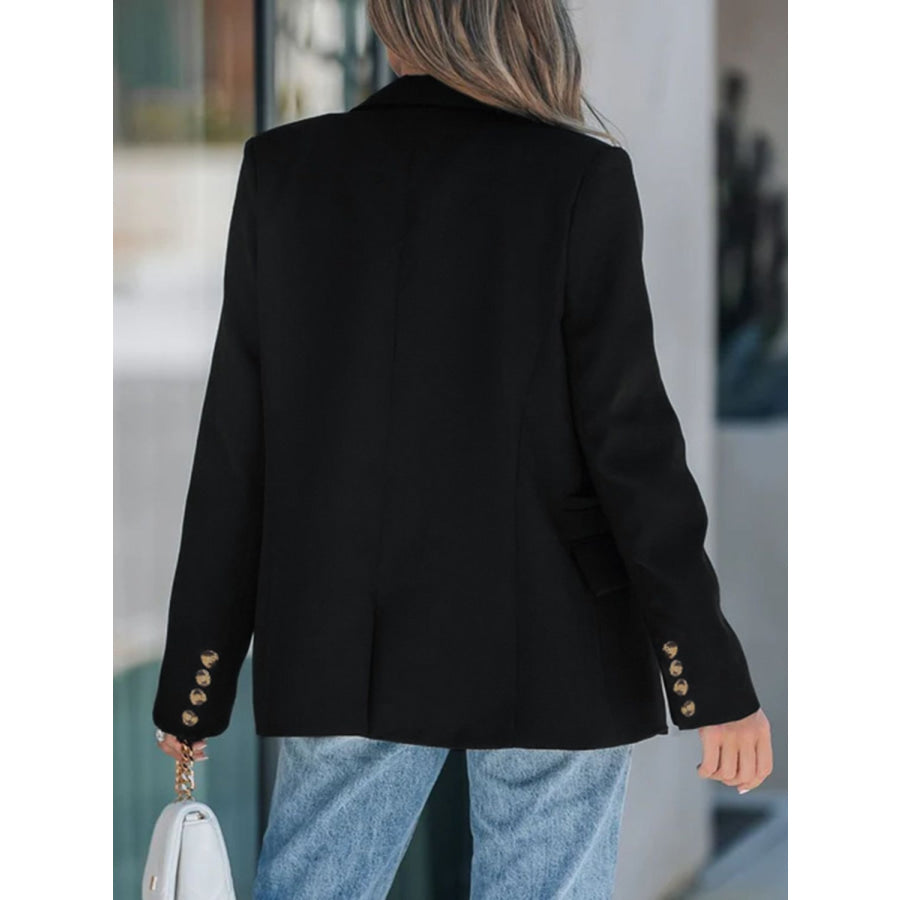 Perfee Lapel Collar Long Sleeve Blazer Apparel and Accessories