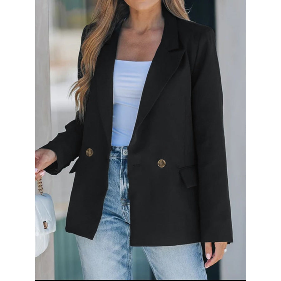 Perfee Lapel Collar Long Sleeve Blazer Apparel and Accessories