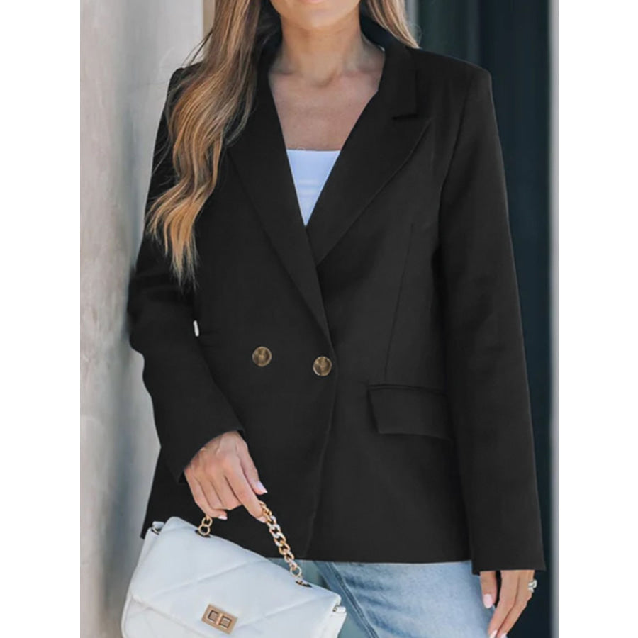 Perfee Lapel Collar Long Sleeve Blazer Apparel and Accessories