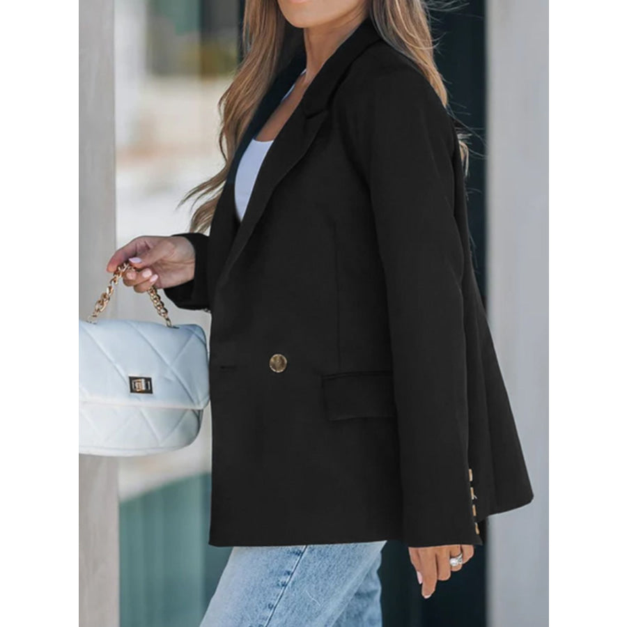 Perfee Lapel Collar Long Sleeve Blazer Apparel and Accessories