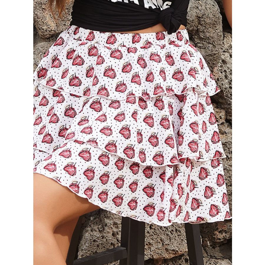 Perfee Layered Printed Mini Skirt Apparel and Accessories