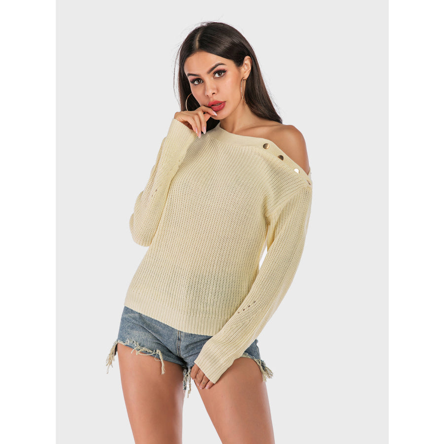 Perfee One Shoulder Long Sleeve Sweater Apparel and Accessories