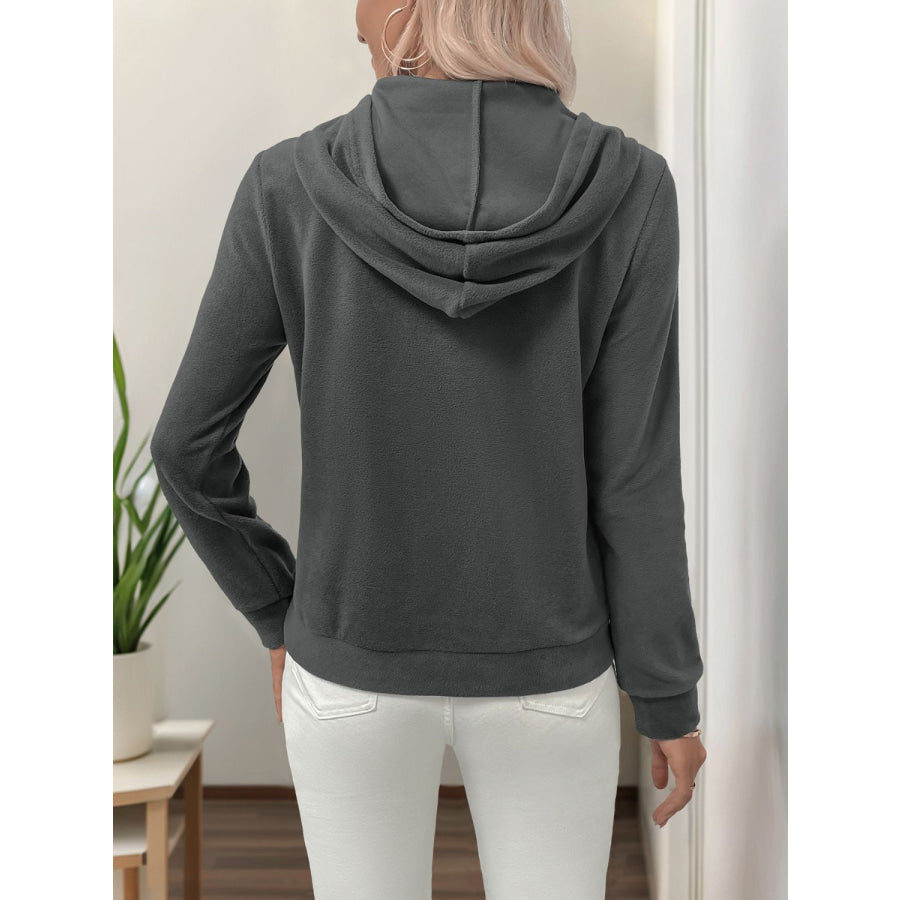 Perfee Pearl Butterfly Long Sleeve Hoodie Dark Gray / S Apparel and Accessories