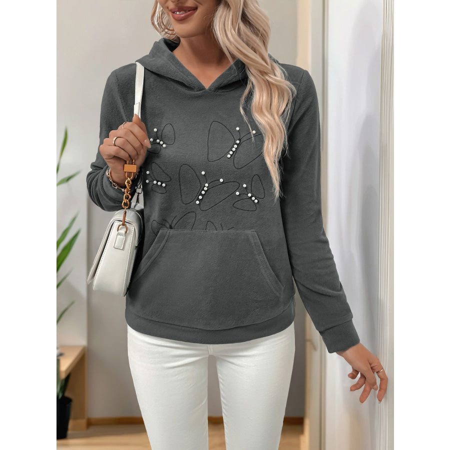 Perfee Pearl Butterfly Long Sleeve Hoodie Apparel and Accessories