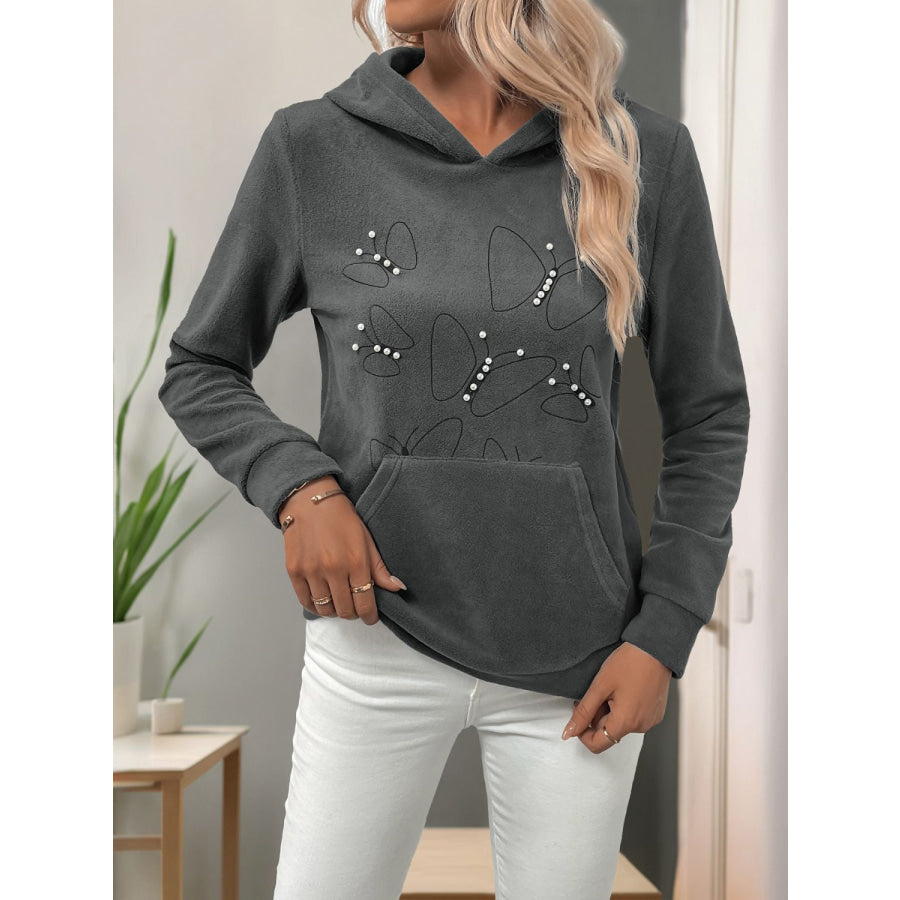 Perfee Pearl Butterfly Long Sleeve Hoodie Apparel and Accessories