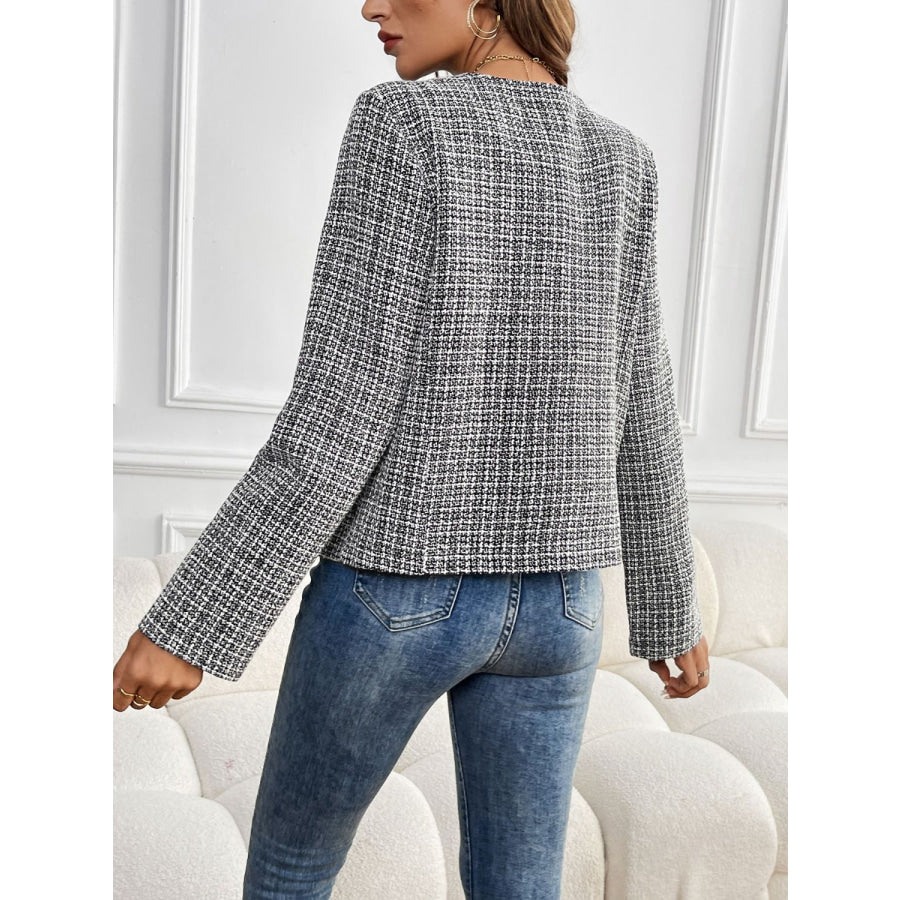 Perfee Plaid Long Sleeve Outerwear Apparel and Accessories