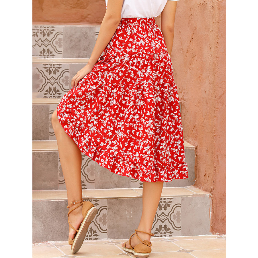 Perfee Printed Elastic Waist Skirt Apparel and Accessories