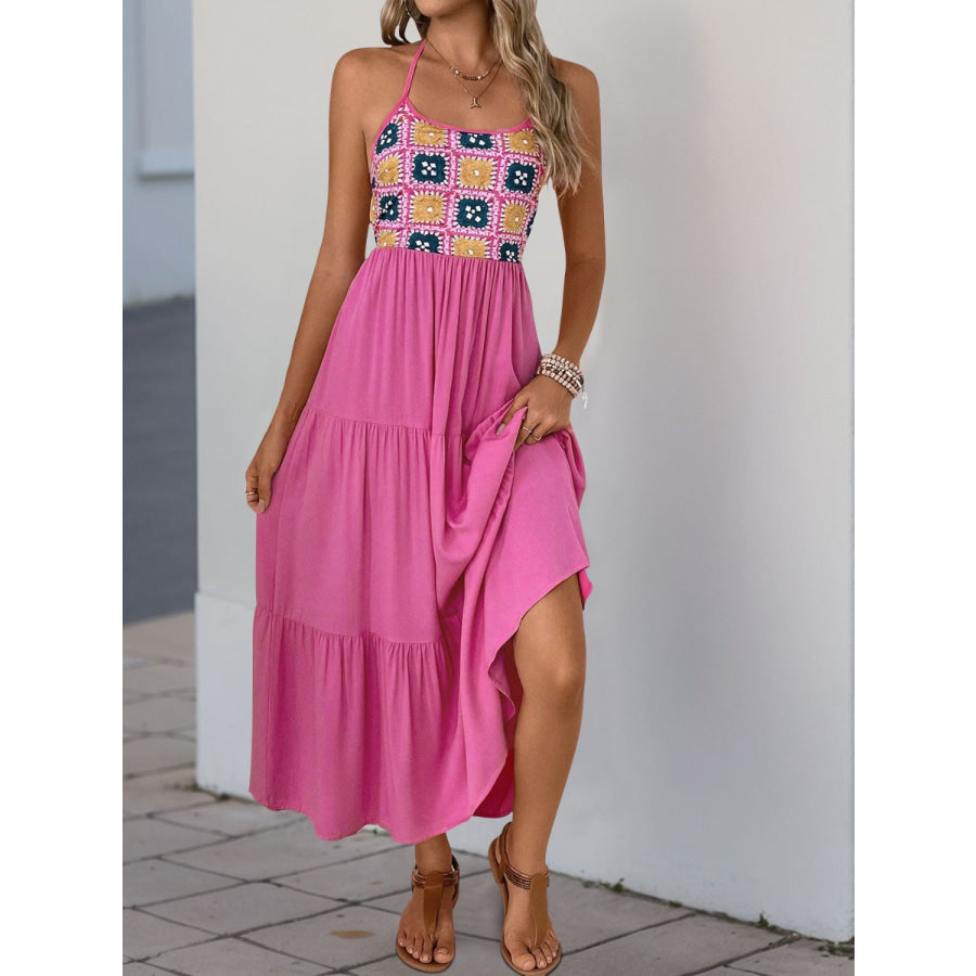 Perfee Printed Halter Neck Tiered Midi Dress Apparel and Accessories