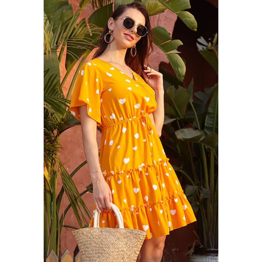 Perfee Printed Short Sleeve Mini Dress Apparel and Accessories