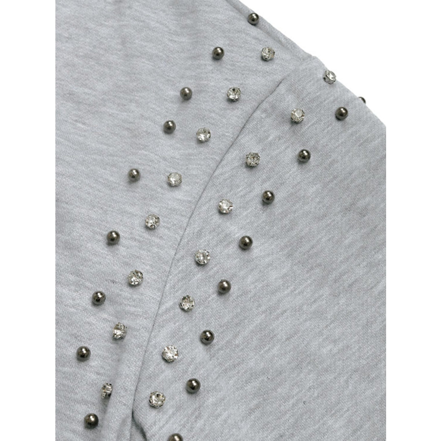 Perfee Rhinestone Zip Up Long Sleeve Hoodie Apparel and Accessories